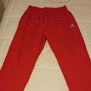 Champion Red Fleece Joggers with Embroidered Logo